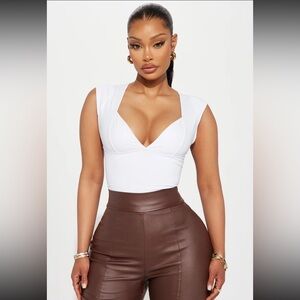 Salty Sweet Plunge Neck Top - White